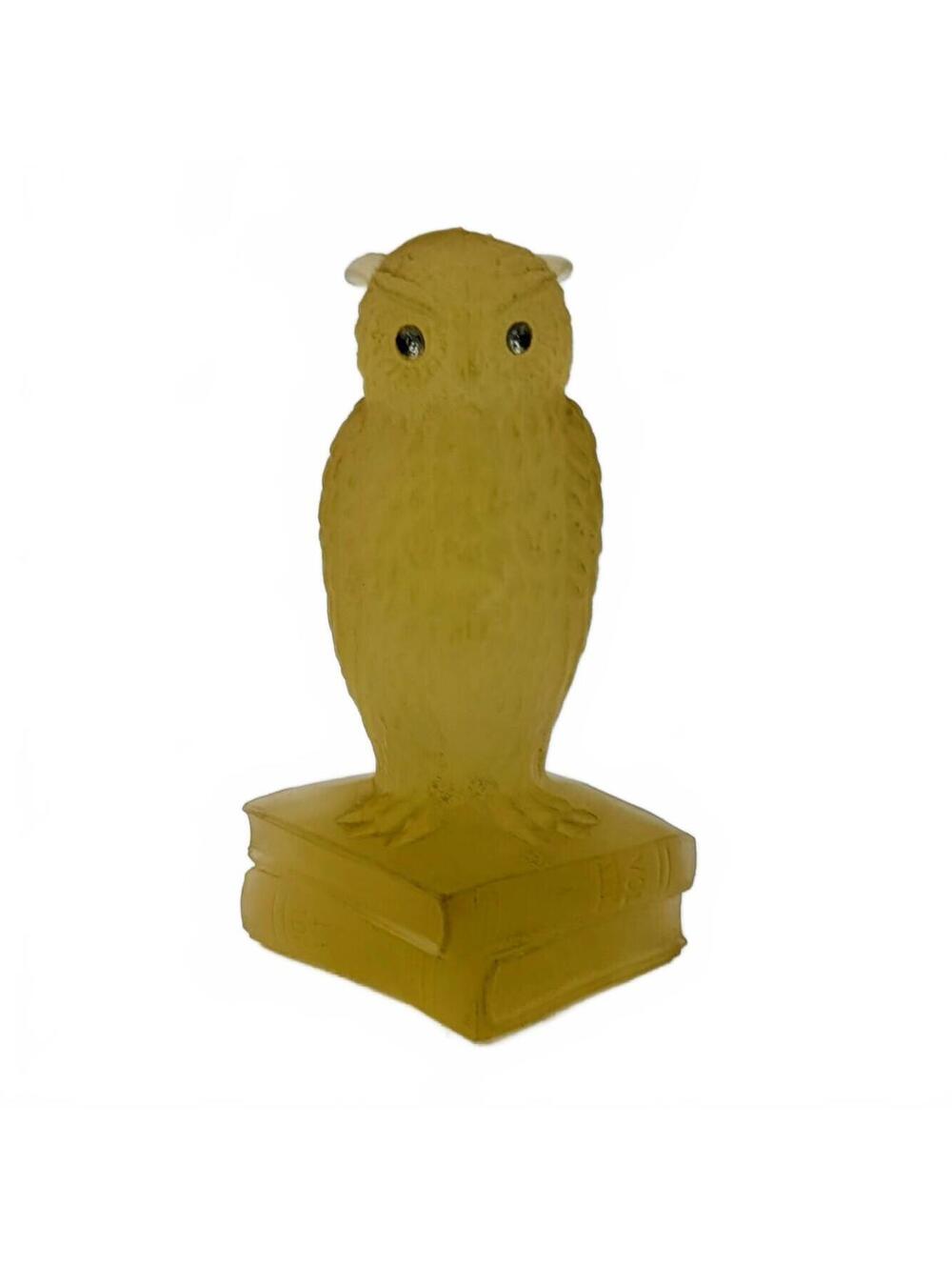 Vtg Westmoreland Satin Amber Yellow Owl on Books